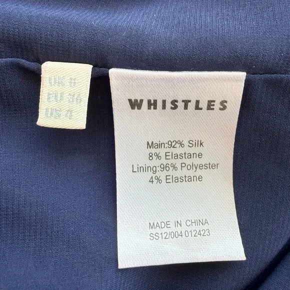 Whistles Bella Silk Dress Blue Multipetal Kate Middleton Size 4 - Picture 2 of 9